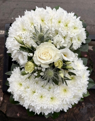 Luxury Green Edged White Chrysanthemum Letters